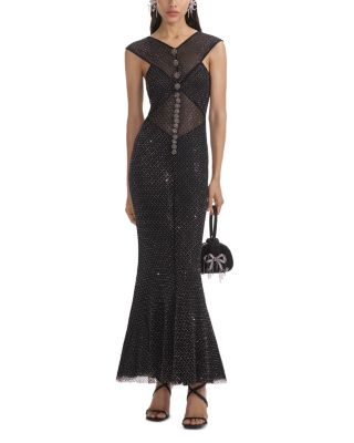 Self-Portrait - Embellished Fishnet Gown