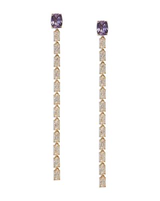Nadri Purple Stone & Cubic Zirconia Linear Drop Earrings in 18K Gold Plated