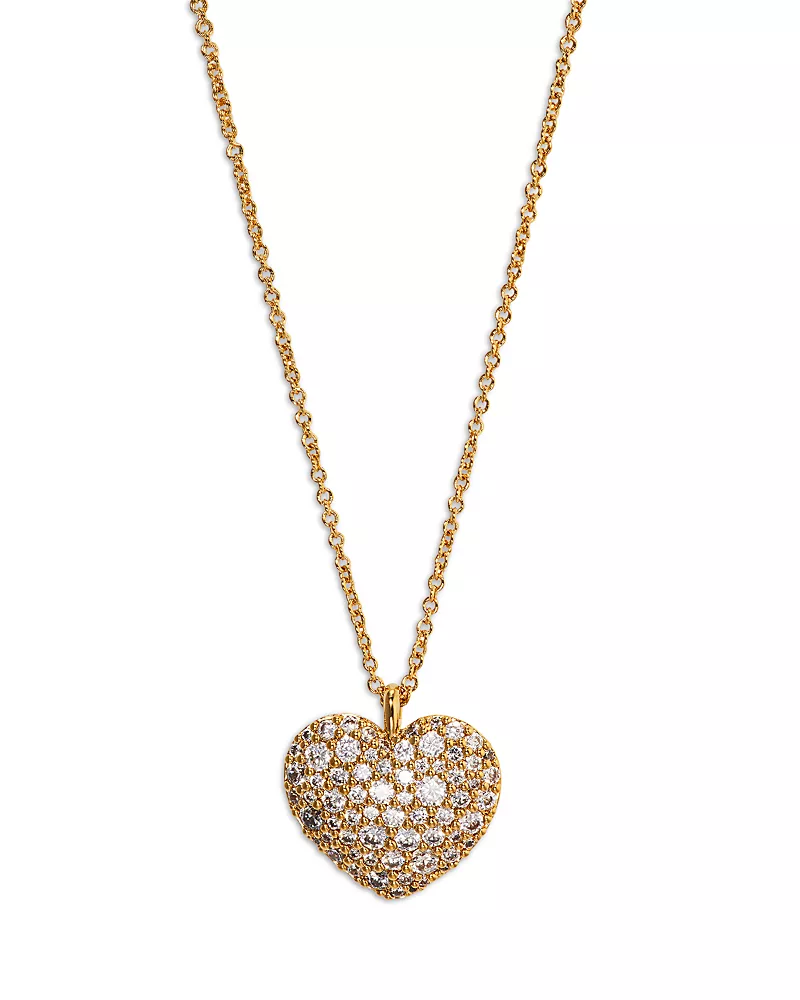 Nadri Cubic Zirconia Heart Pendant Necklace in 18K Gold Plated, 16