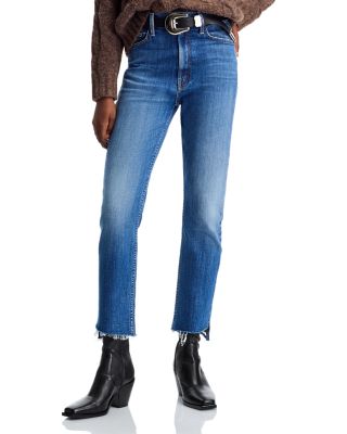 MOTHER - High Waisted Rider Frayed Hem Ankle Jeans in Loafers and Lassos