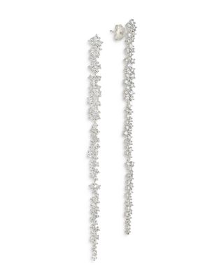 Sterling Forever Audrina Cubic Zirconia Linear Drop Earrings in Rhodium Plated