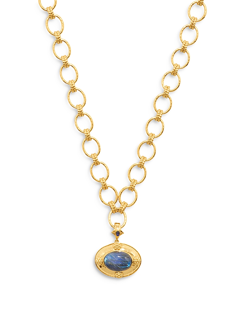 Capucine De Wulf Cleopatra Blue Labradorite Pendant In 18k Gold Plated In Blue/gold