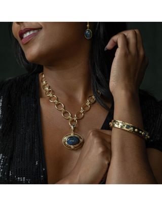 Cleopatra Blue Labradorite Pendant in 18K Gold Plated