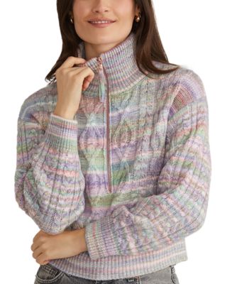525 - Space Dye Zip Front Sweater