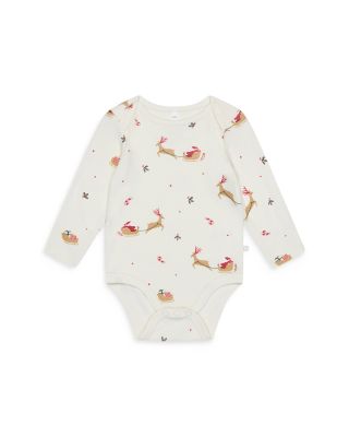 MORI - Unisex Santa Printed Long Sleeve Bodysuit - Baby