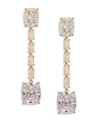 Nadri Cubic Zirconia Linear Drop Earrings in 18K Gold Plated