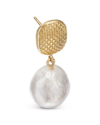 Cultured Freshwater Baroque Pearl Drop Earrings in 14K Yellow Gold