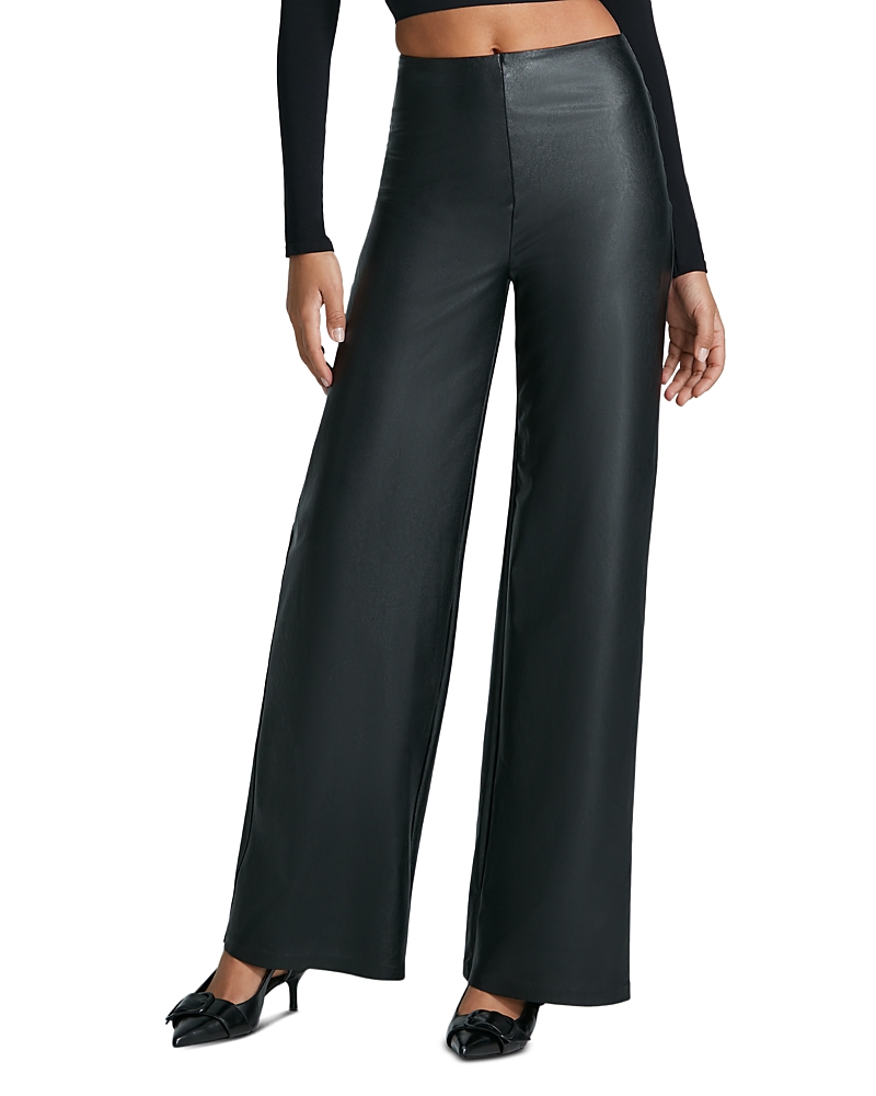 Commando Faux Leather Wide Leg Pants In Black In Black