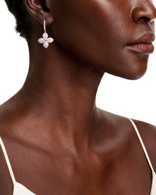 18K White Gold Love in Verona Diamond Flower Drop Earrings - Exclusive