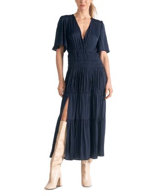 Elan - V Neck Smocked Dress