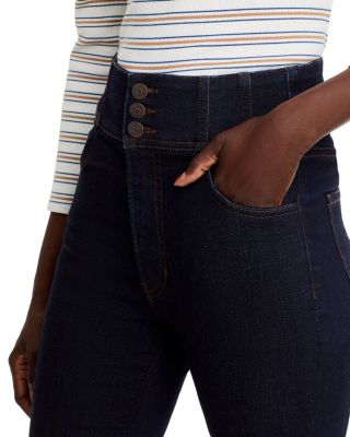 Carson Corset Waist Kick Flare Jeans in Indigo Rinse