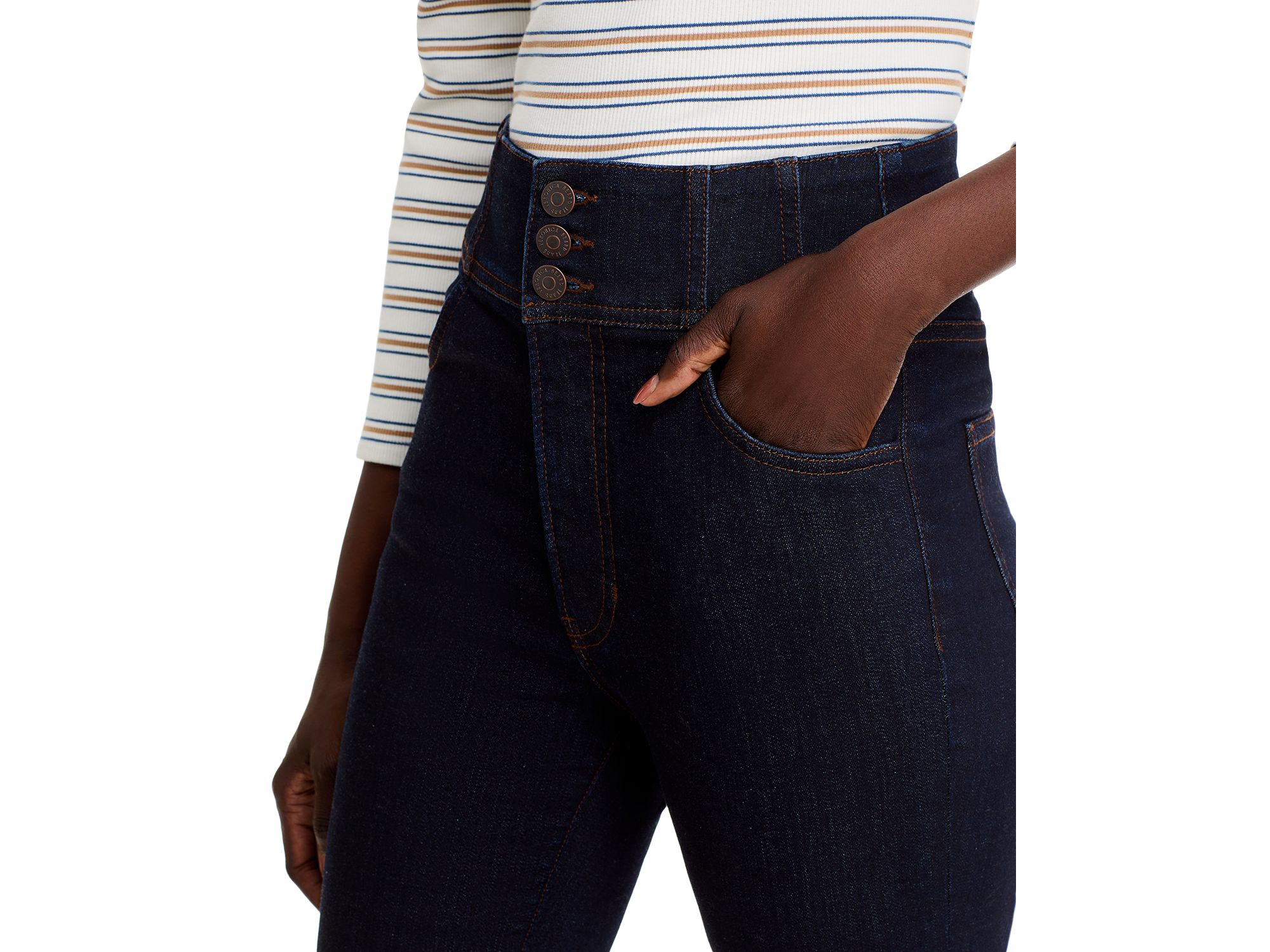 Carson Corset Waist Kick Flare Jeans in — Image 6