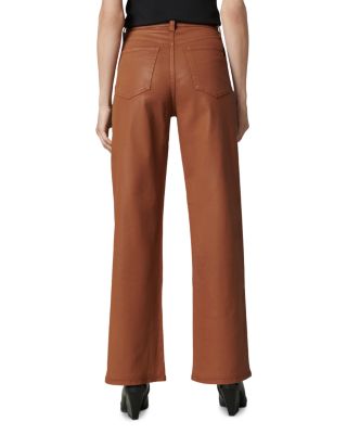 The Mia High Rise Wide Leg Coated Jeans in Leather Brown