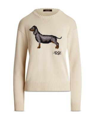 Intarsia Knit Dachshund Cropped Sweater