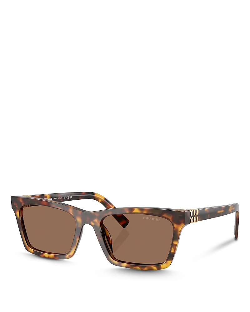 Miu Miu Mua05s Rectangular Acetate Sunglasses In Dark Brown