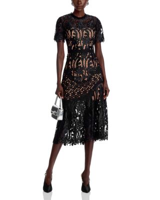 Self-Portrait Prairie Guipure Lace Midi Dress | Bloomingdale's
