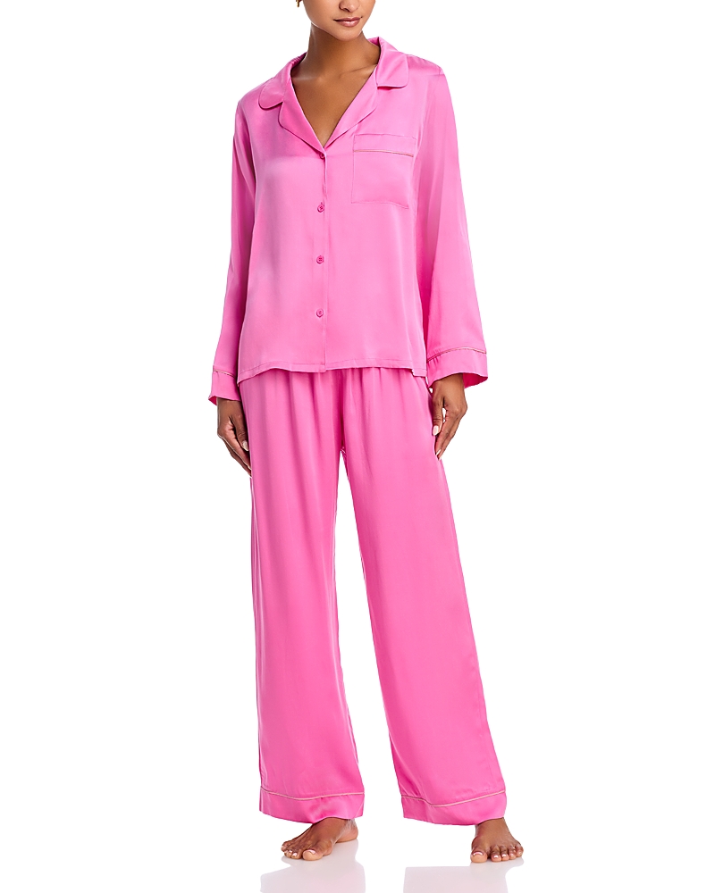 Eberjey Inez Washable Silk Long Pajama Set In Pink