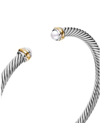 Classic Cable Bracelet in Sterling Silver with 18K Yellow Gold, 4mm