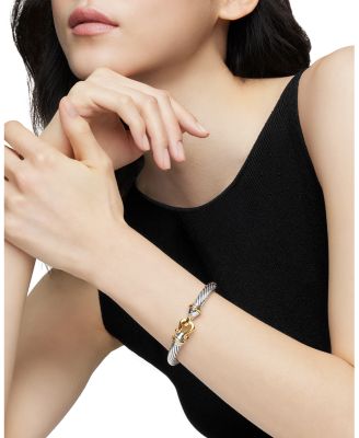 Sterling Silver & 18K Yellow Gold Cable Buckle Bracelet with Rhodalite Garnet