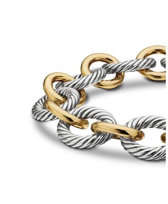 Oval Large Link Bracelet with Gold, 7.5"