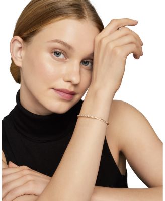 Sculpted Cable Flex Bracelet in 18K Yellow Gold with Diamonds, 3.5mm