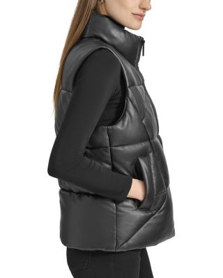 Faux Leather Puffer Vest
