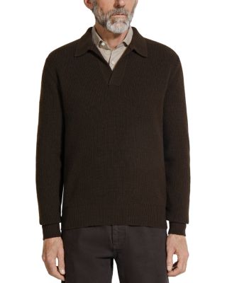 Zegna - M&eacute;lange Oasi Cashmere Textured Long Sleeve Polo Shirt