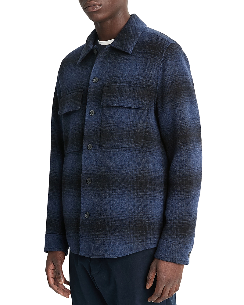 Vince Wool & Nylon Splittable Plaid Shirt Jacket In Ultramarin