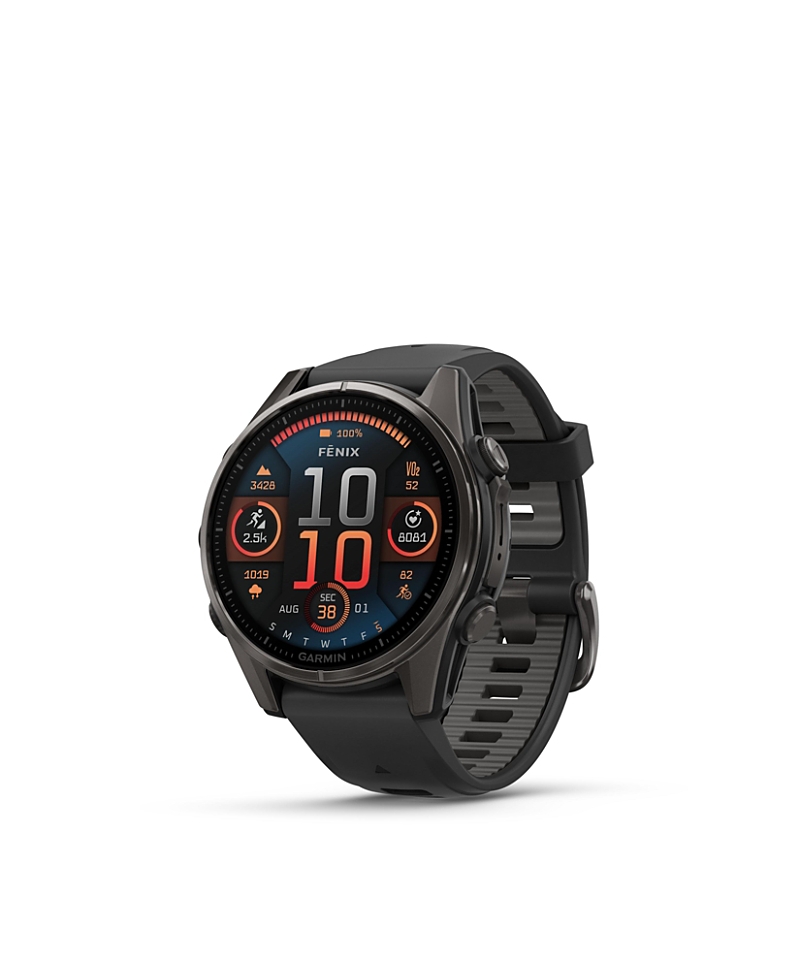 Garmin Fenix 8 43mm, Amoled, Saphire, Carbon Gray Titanium, Blk/pebble Gray Band Watch In Black