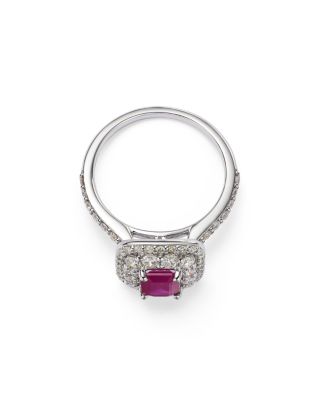 Ruby & Diamond Ring in 14K White Gold