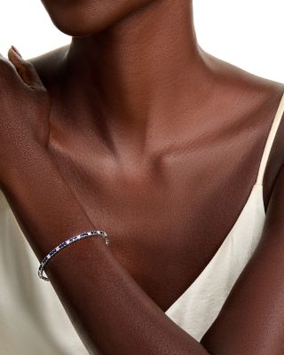 Sapphire & Diamond Bangle Bracelet in 14K White Gold