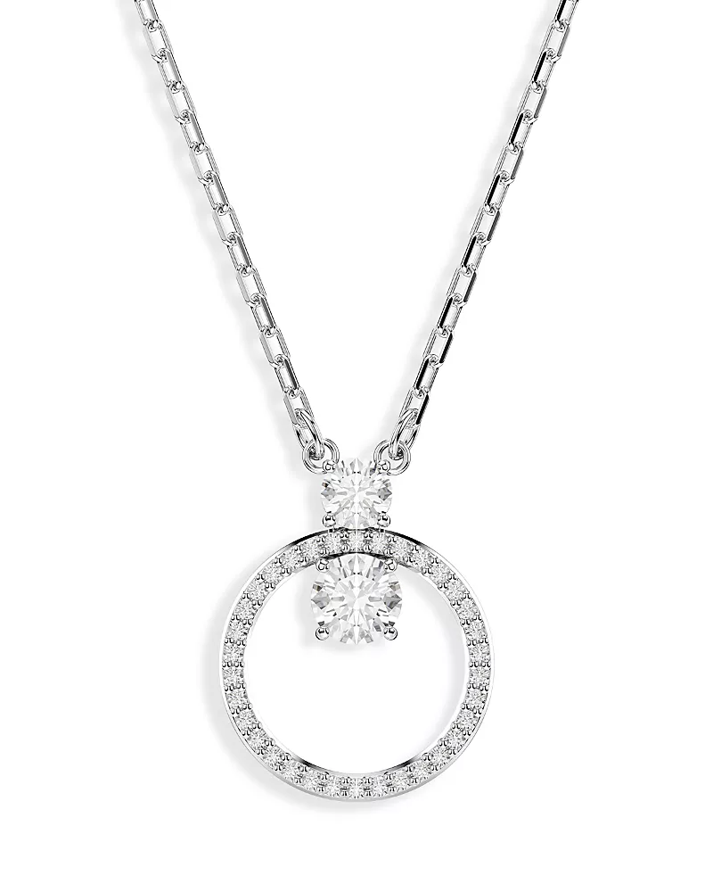 Swarovski Constella Crystal Circle Pendant Necklace in Rhodium Plated, 14.87-16.87