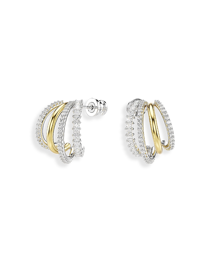 Swarovski Hyperbola Crystal Split Hoop Earrings in Gold Tone & Rhodium Plated