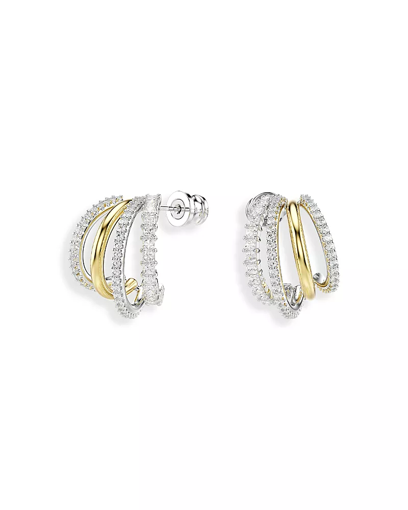 Swarovski Hyperbola Crystal Split Hoop Earrings in Gold Tone & Rhodium Plated