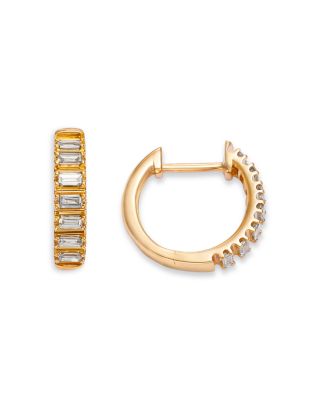 Diamond Baguette Huggie Hoop Earrings in 14K Yellow Gold, 0.25 tcw