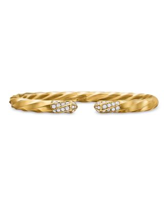 David Yurman Cable Edge Bracelet in Recycled 18K Yellow Gold with Pave Diamonds