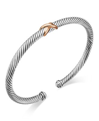 Sterling Silver X Station Bracelet with 18K Rose Gold