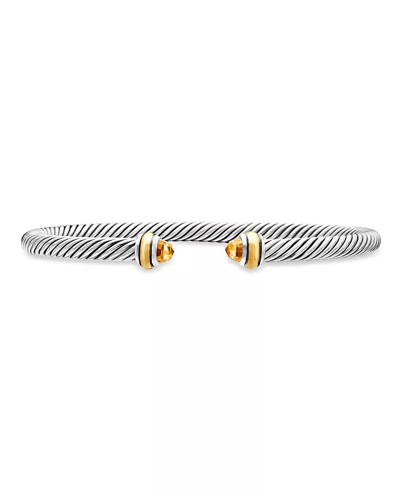 David Yurman Sterling Silver & 18K Yellow Gold Cable Classic Bracelet with Citrine