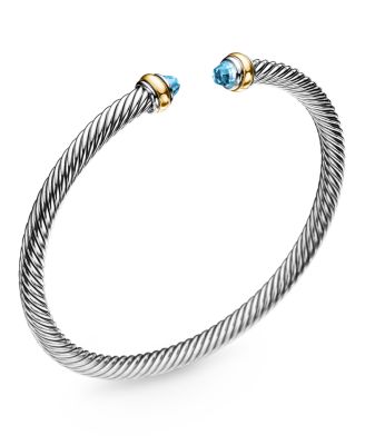 Classic Cable Bracelet in Sterling Silver with 18K Yellow Gold, 4mm