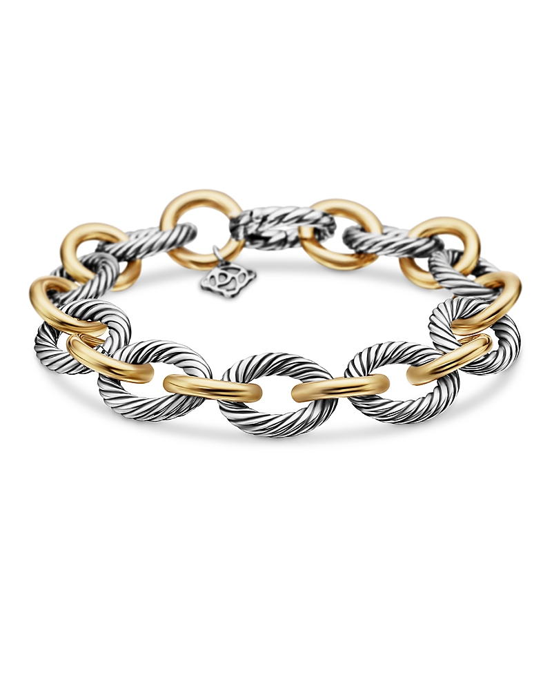 David Yurman Oval Large Link Bracelet with Gold, 7.5