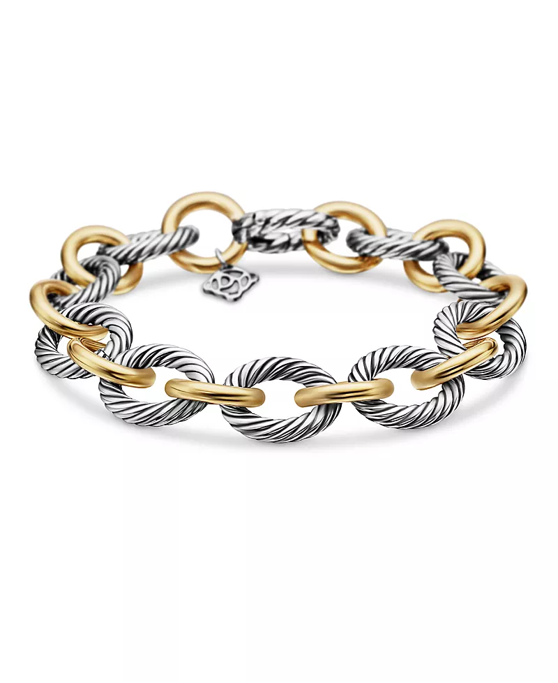 David Yurman Oval Large Link Bracelet with Gold, 7.5