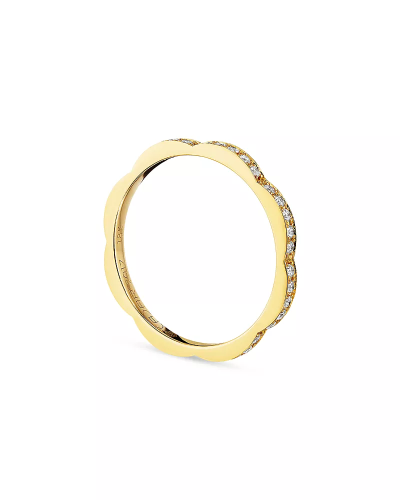 Cadar 18K Yellow Gold Triplet Thin Stacking Ring with Diamonds, 0.34 tcw