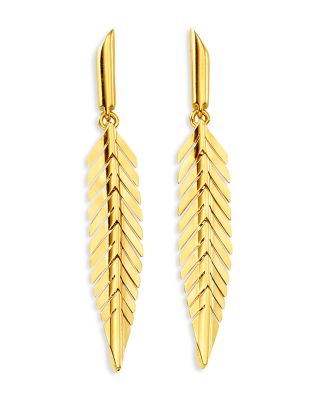 CADAR - 18K Yellow Gold Small Feather Earrings