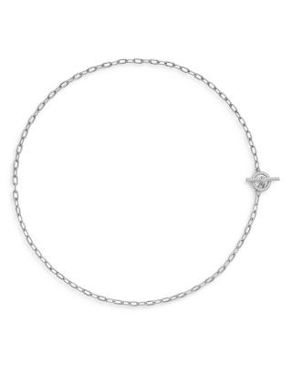 Dy Madison Pave Diamond Toggle Chain Necklace in Sterling Silver, 3mm