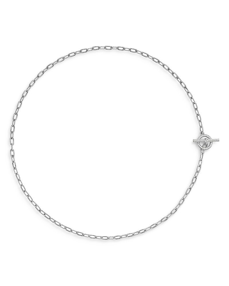 Dy Madison Pave Diamond Toggle Chain Necklace in Sterling Silver, 3mm