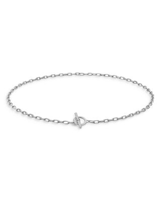 DY Madison&reg; Pav&eacute; Diamond Toggle Chain Necklace in Sterling Silver, 3mm