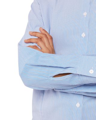 Striped Grandad Collar Shirt