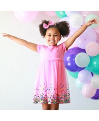 Girls&#39; Raspberry Confetti Short Sleeve Tutu Dress - Little Kid, Big Kid