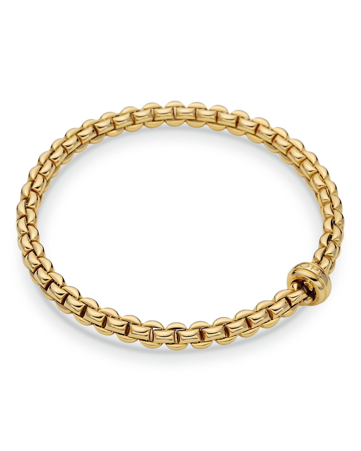 18K Yellow Gold EKA Polished Rondelle Box Link Flex Bracelet