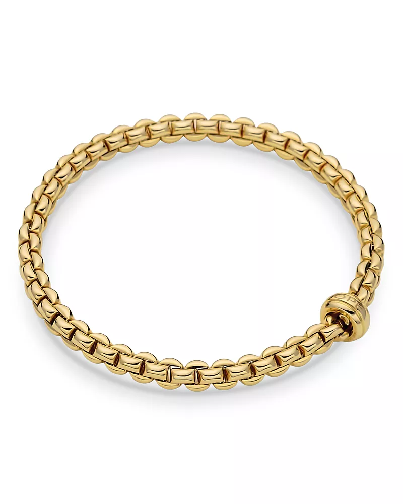Fope 18K Yellow Gold Eka Polished Rondelle Box Link Flex Bracelet